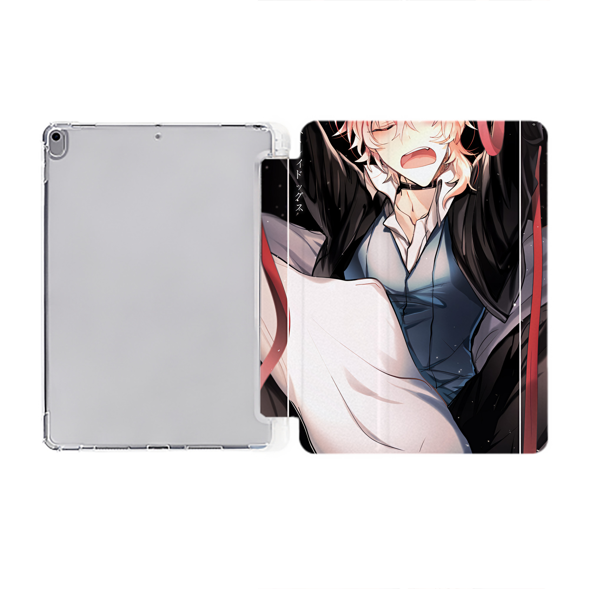 （画像用） 文豪ストレイドッグス Bungo Stray Dogs IPad ケース ペン収納付き 三つ折りスタンド PUレザー×シリコン 対応機種9.5/10.5/10.9インチ